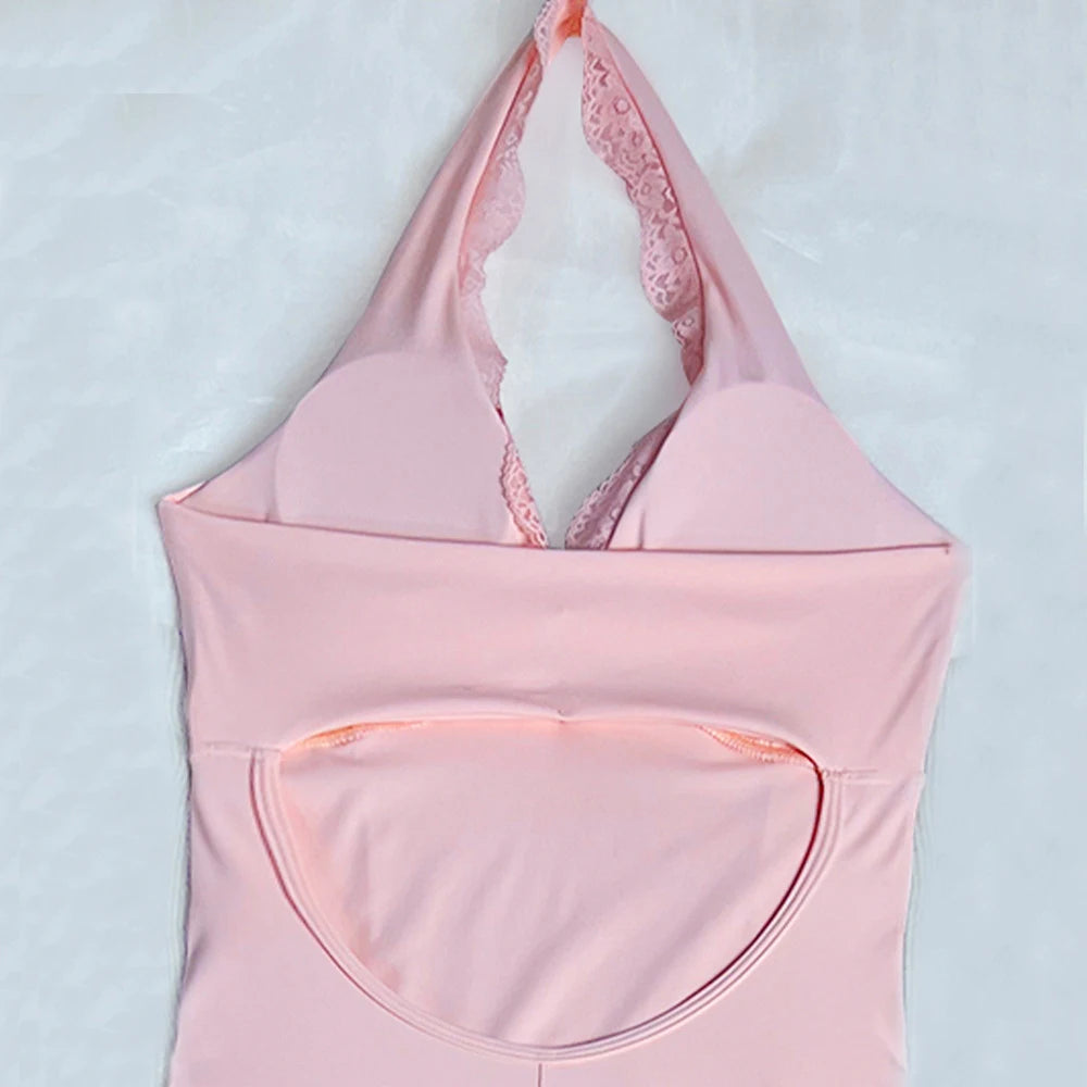 A&A Flexi Padded Halter Lace Detail Bodysuit