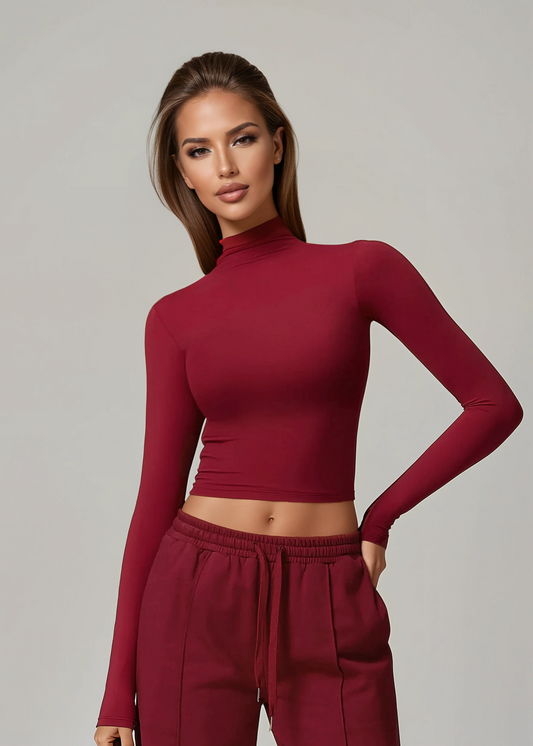 A&A ProBasics Mock Neck Long Sleeve Top