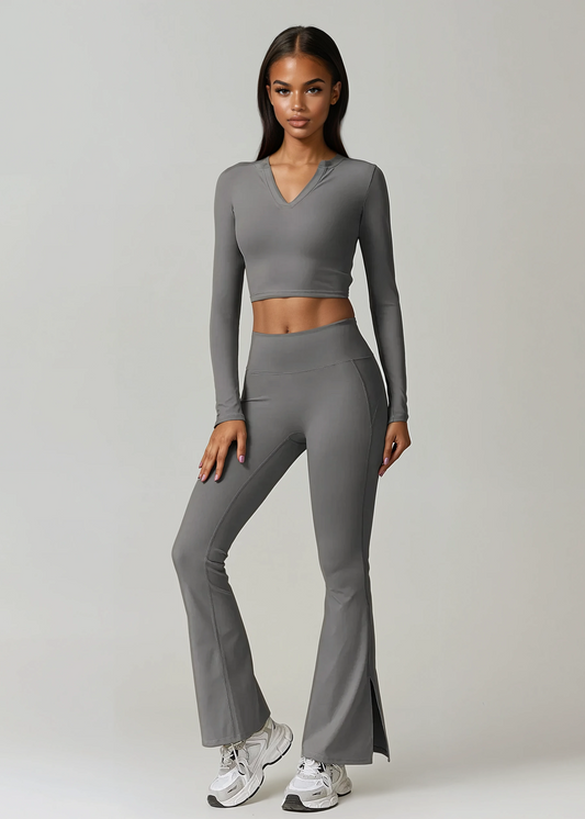 A&A ProBasics V-Neck Top & Flare Leggings Set