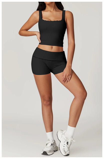 A&A ProLounge Vest Top & Fold Over Shorts Set