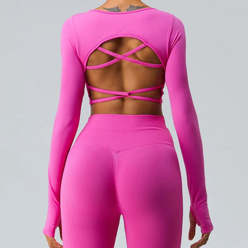 A&A ProSculpt Cross Back Long Sleeve Sports Top