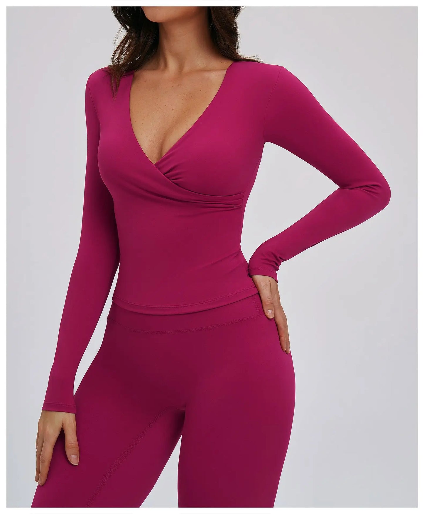 A&A Flexi Built In Bra Long Sleeve Front Twist Top