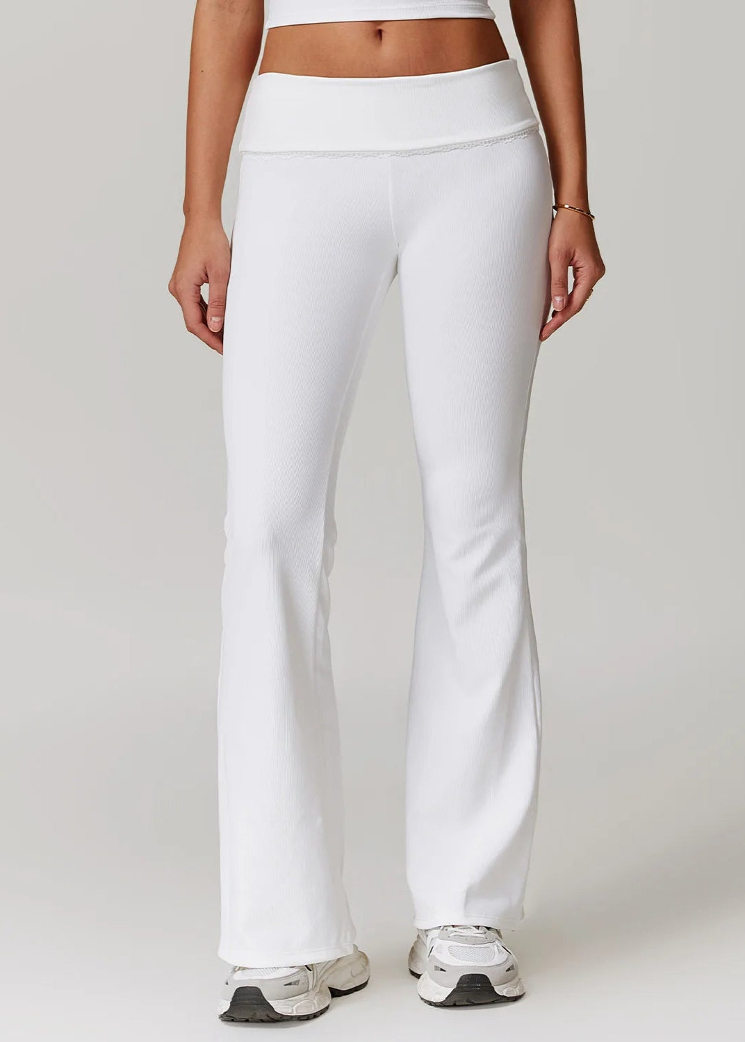 A&A ProLounge Fold Over Lace Trim Flare Trousers