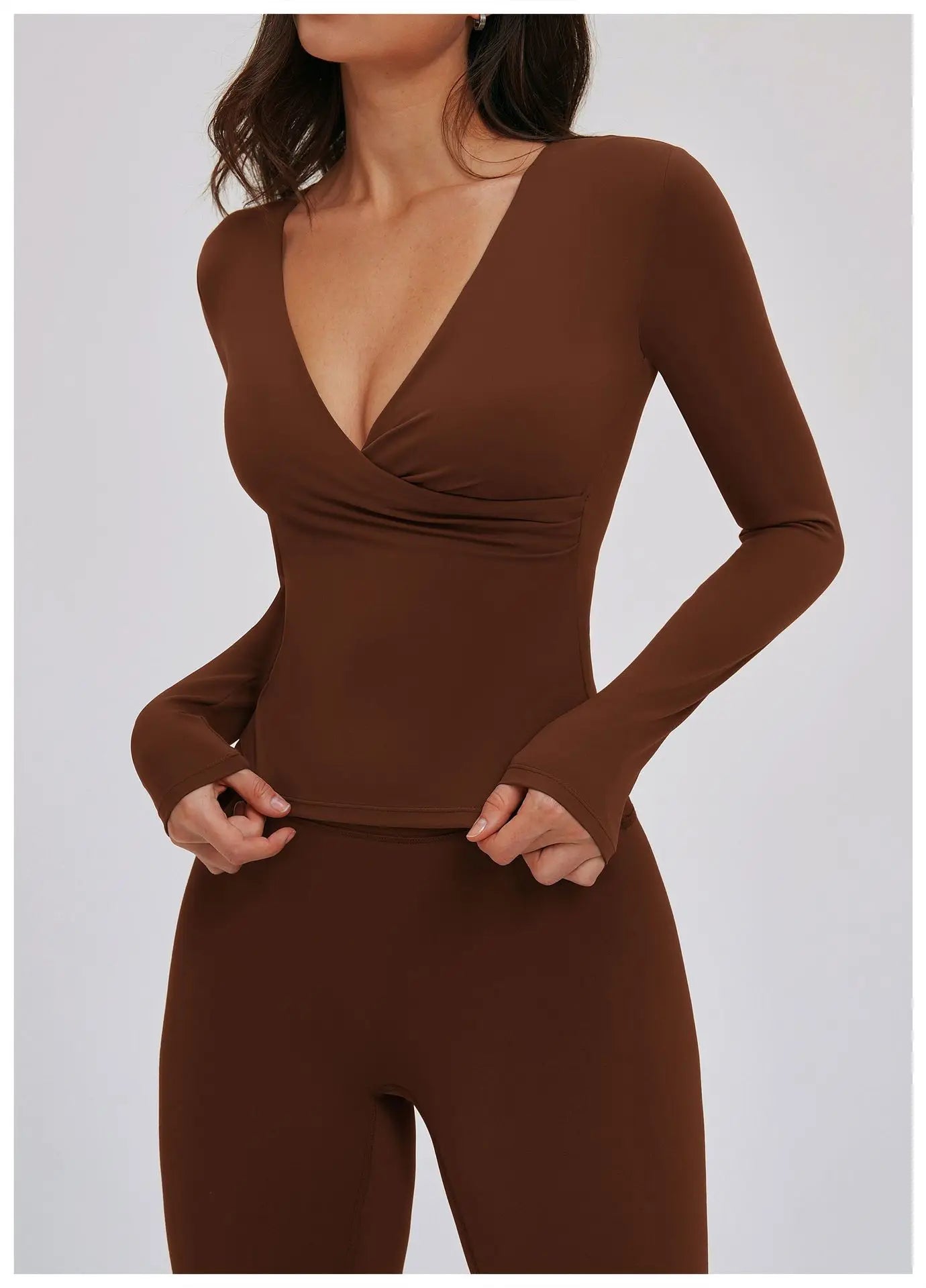 A&A Flexi Built In Bra Long Sleeve Front Twist Top