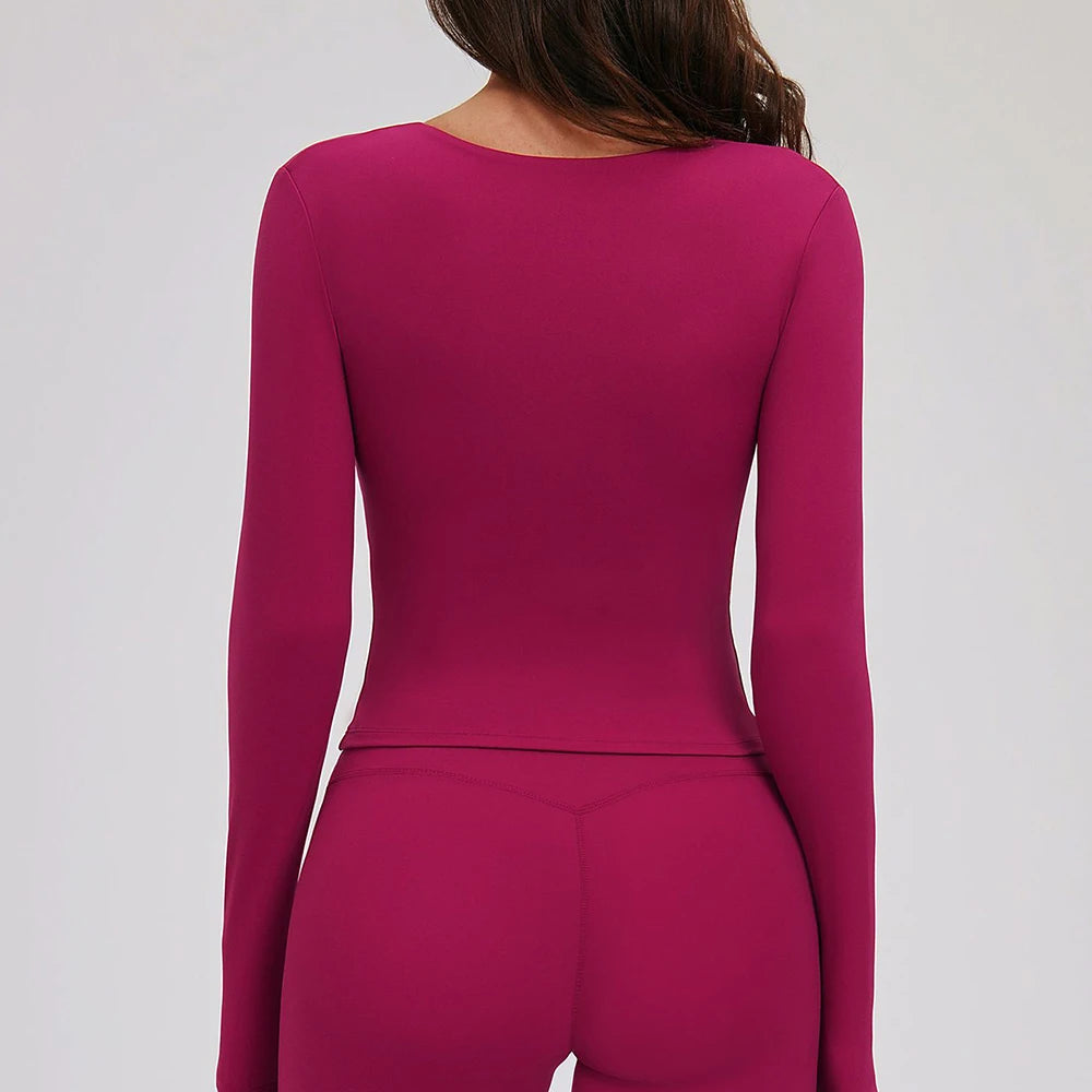 A&A Flexi Built In Bra Long Sleeve Front Twist Top