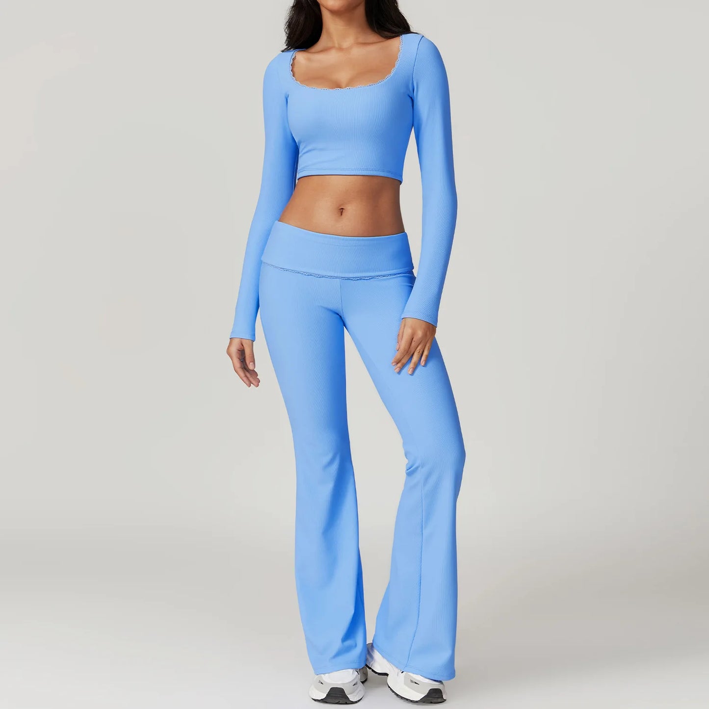 A&A ProLounge Fold Over Flare Trousers & Long Sleeve Top Set