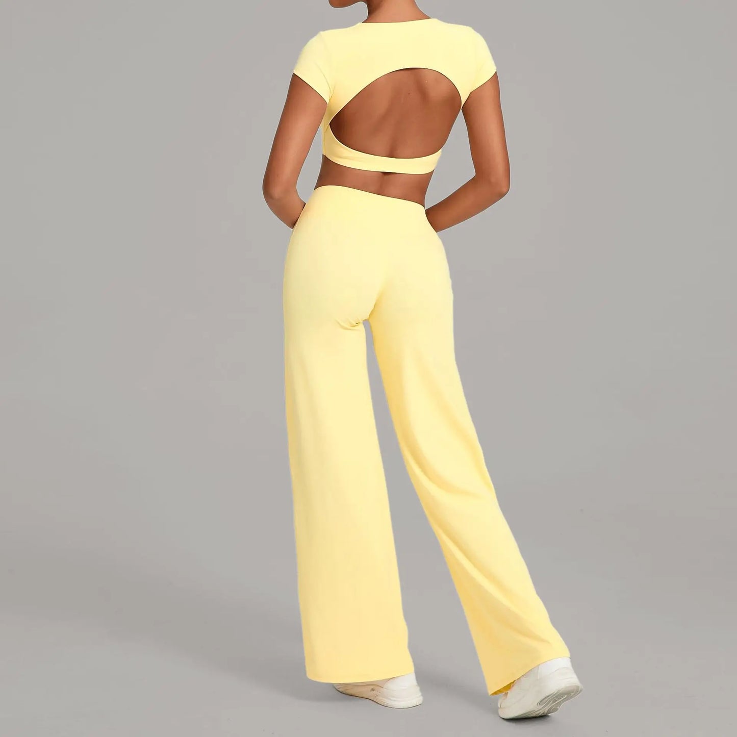 A&A Flexi Open Back Crop Top & Straight Leg Bottoms Set