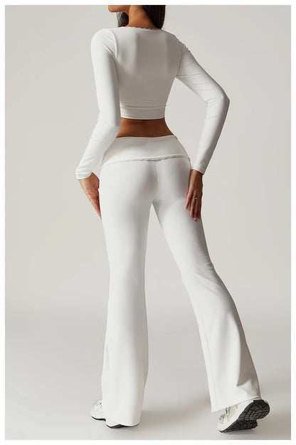 A&A ProLounge Fold Over Flare Trousers & Long Sleeve Top Set