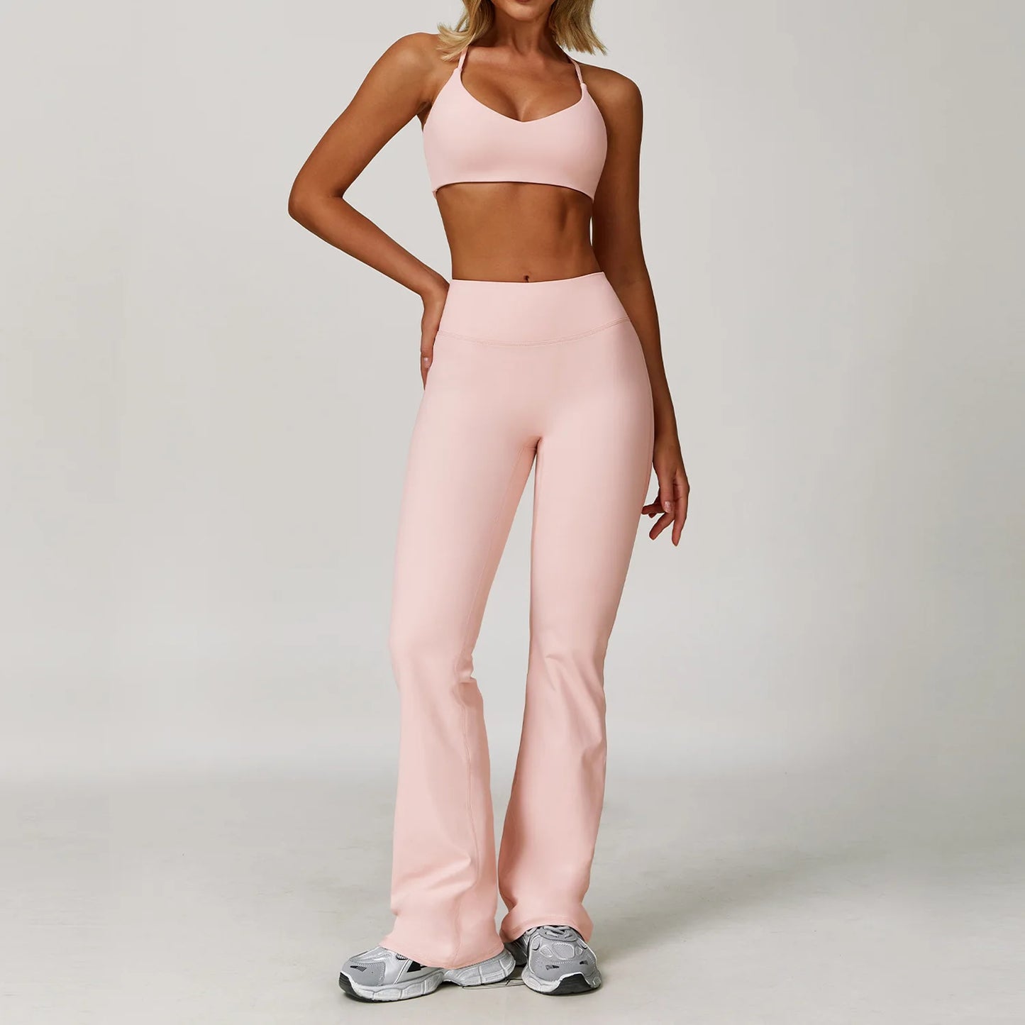 A&A Flexi Halter Padded Sports Bra & Flared Leggings Set