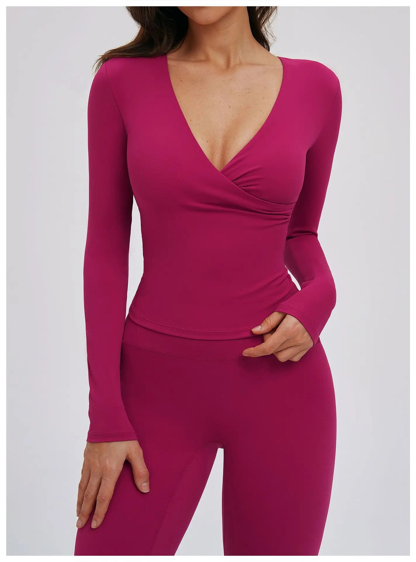 A&A Flexi Built In Bra Long Sleeve Front Twist Top