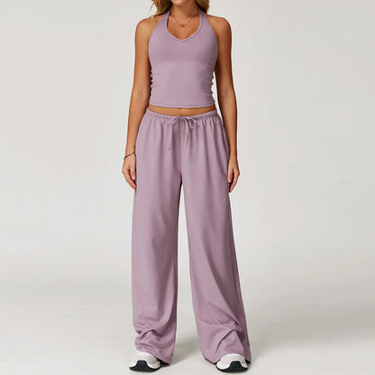A&A Flexi Halter Top & Drawstring Trousers Set