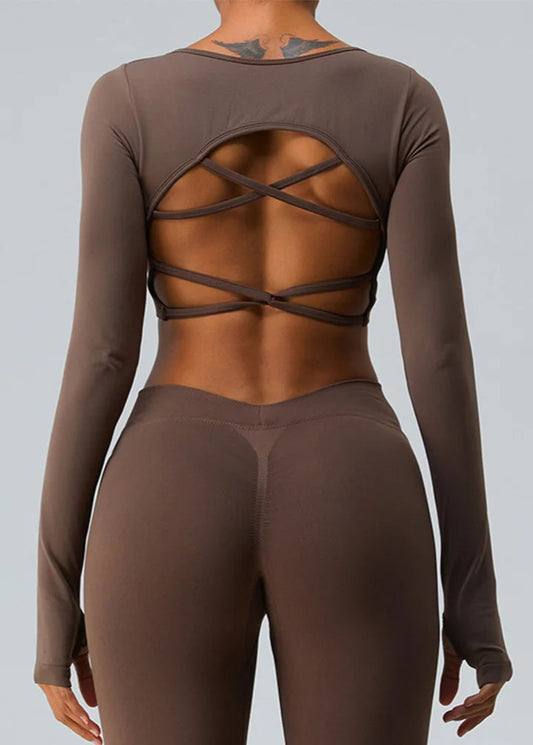 A&A ProSculpt Cross Back Long Sleeve Sports Top