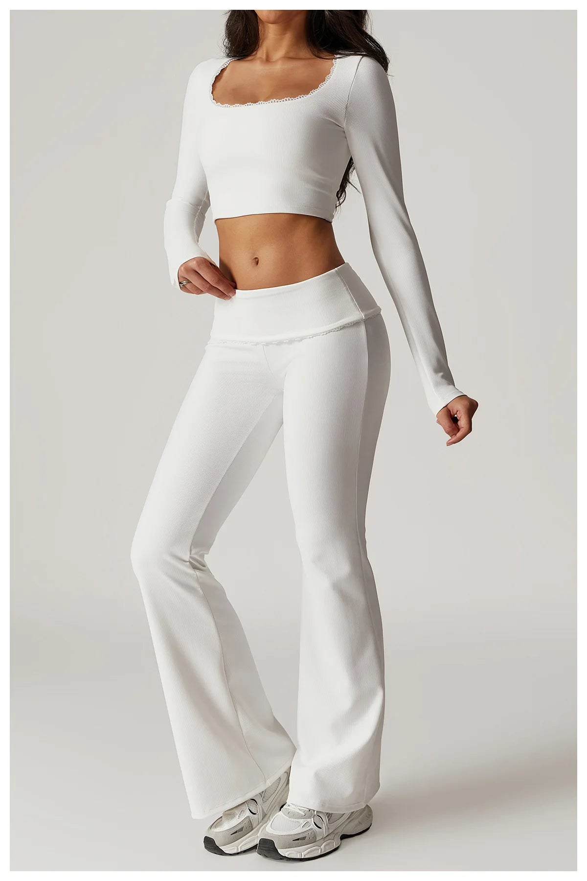 A&A ProLounge Fold Over Flare Trousers & Long Sleeve Top Set