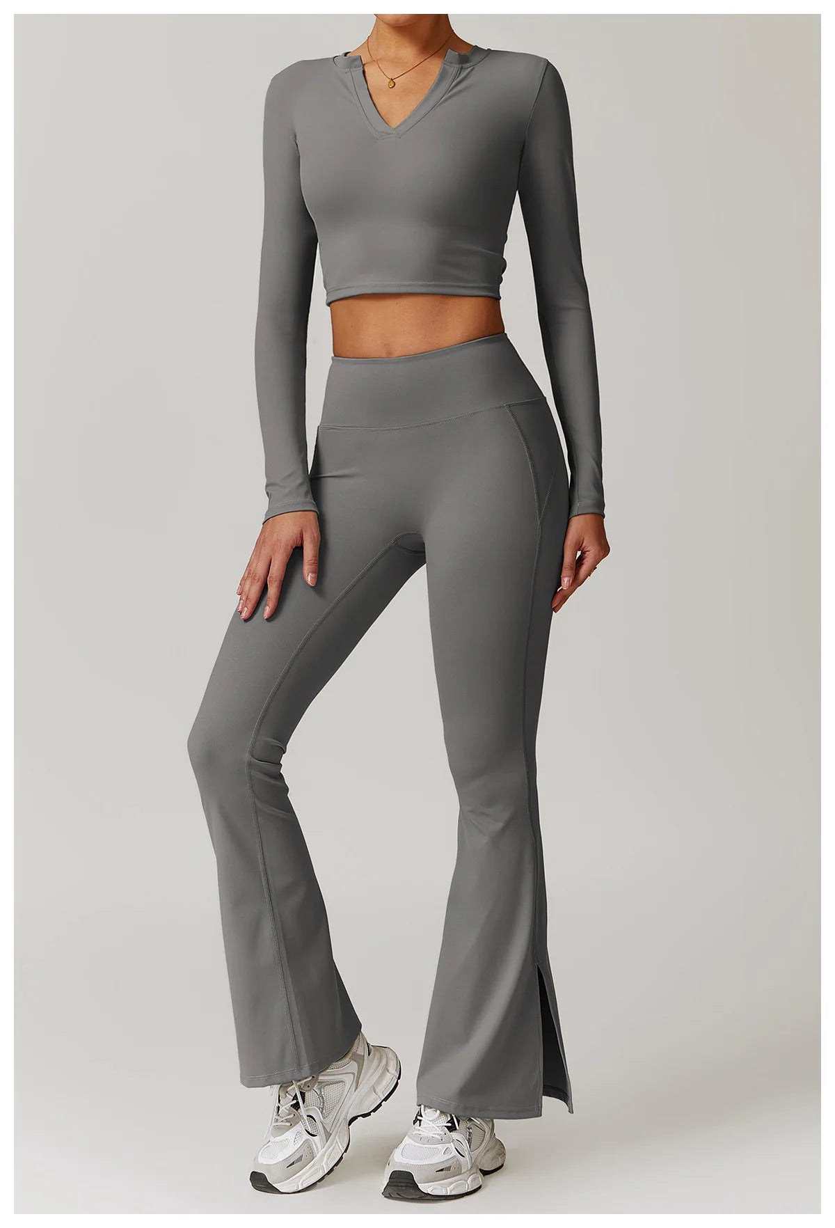 A&A ProBasics V-Neck Top & Flare Leggings Set