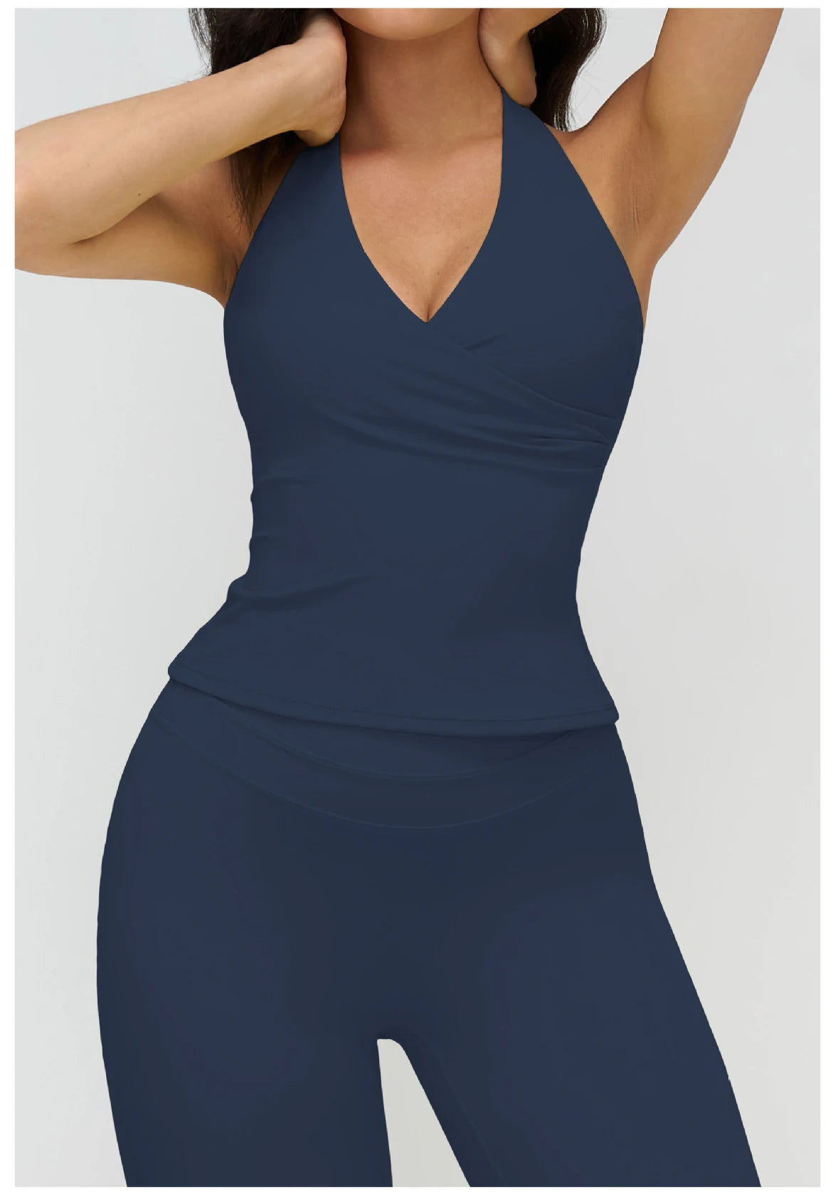 A&A Flexi Cross Over Built In Bra Halter Neck Top