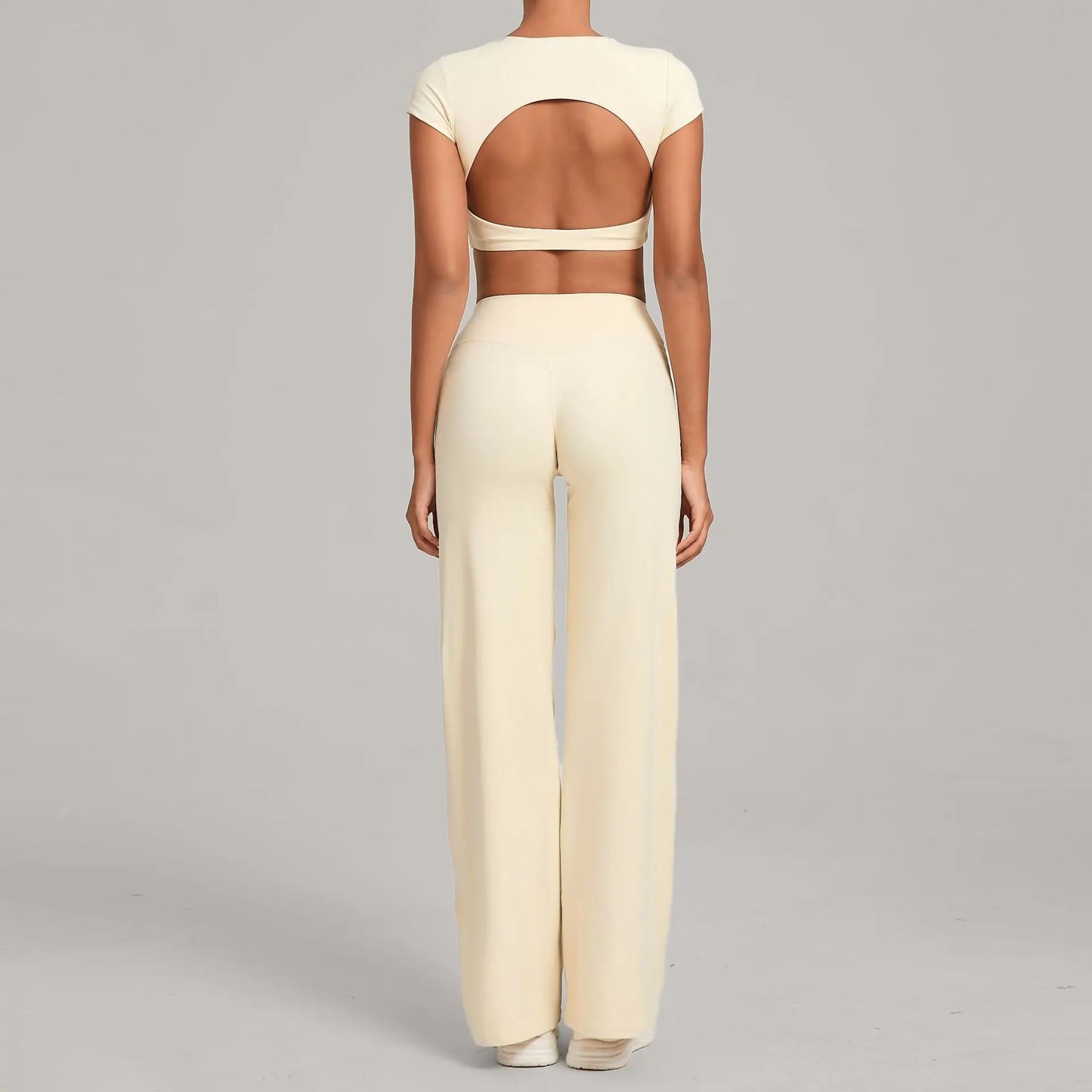 A&A Flexi Open Back Crop Top & Straight Leg Bottoms Set