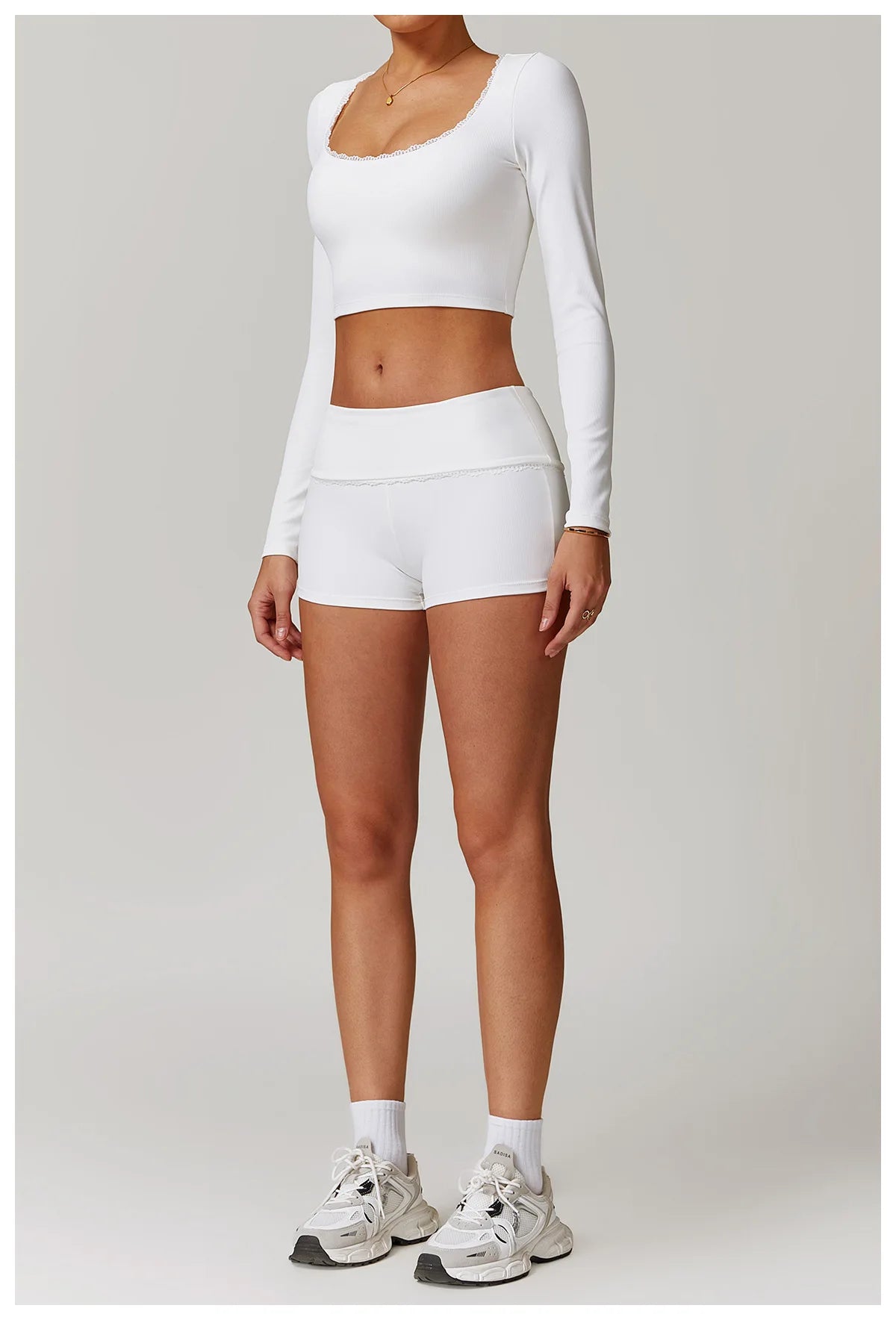 A&A ProLounge Fold Over Lace Trim Shorts