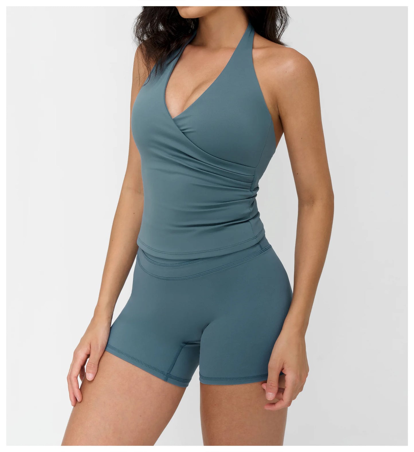 A&A Flexi Cross Over Built In Bra Halter Neck Top