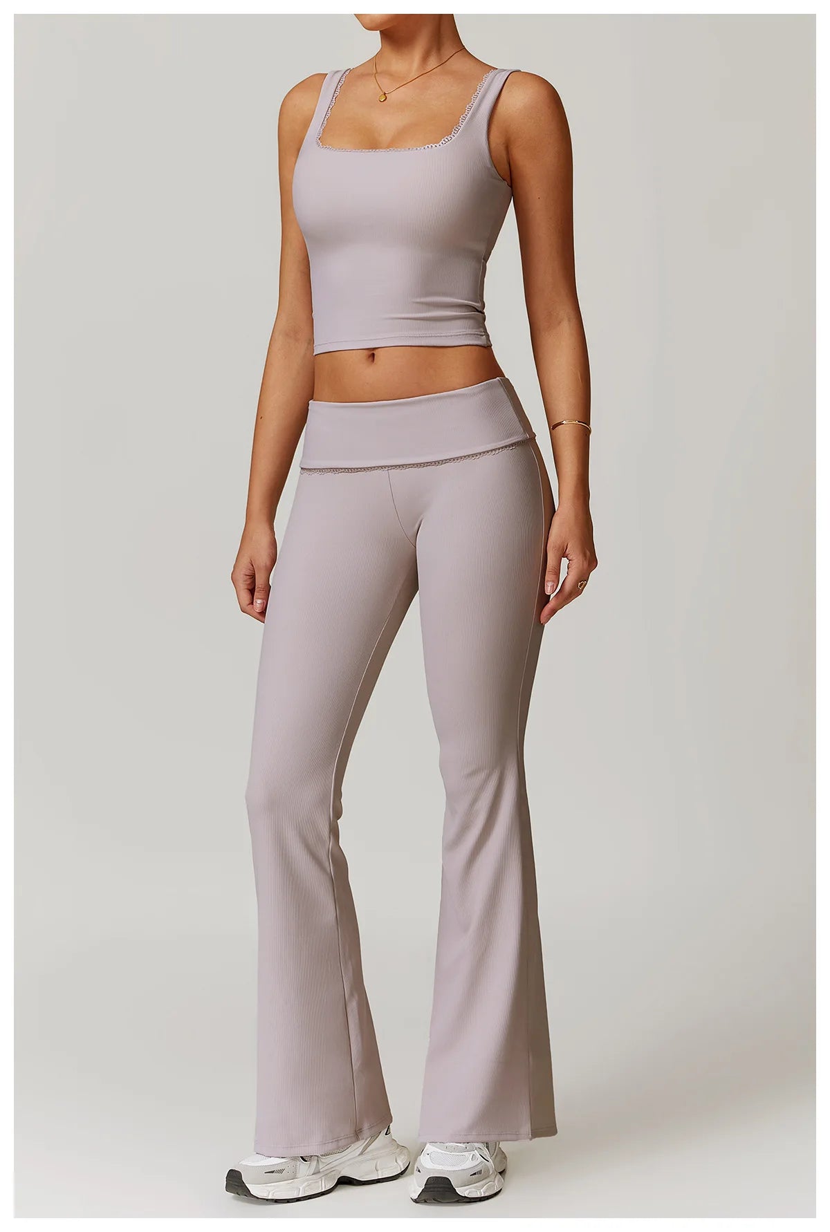 A&A ProLounge Fold Over Lace Trim Flare Trousers