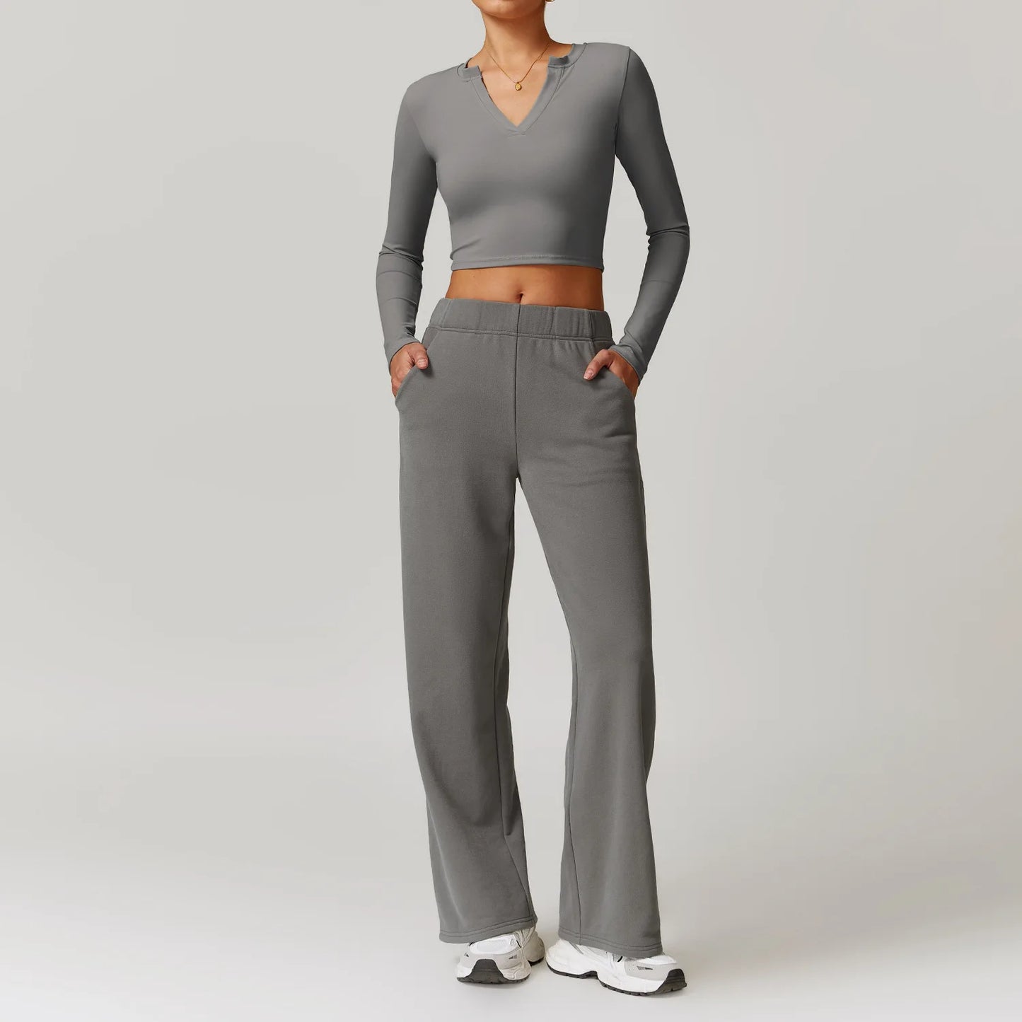 A&A ProBasics V-Neck Top & Straight Leg Joggers Set