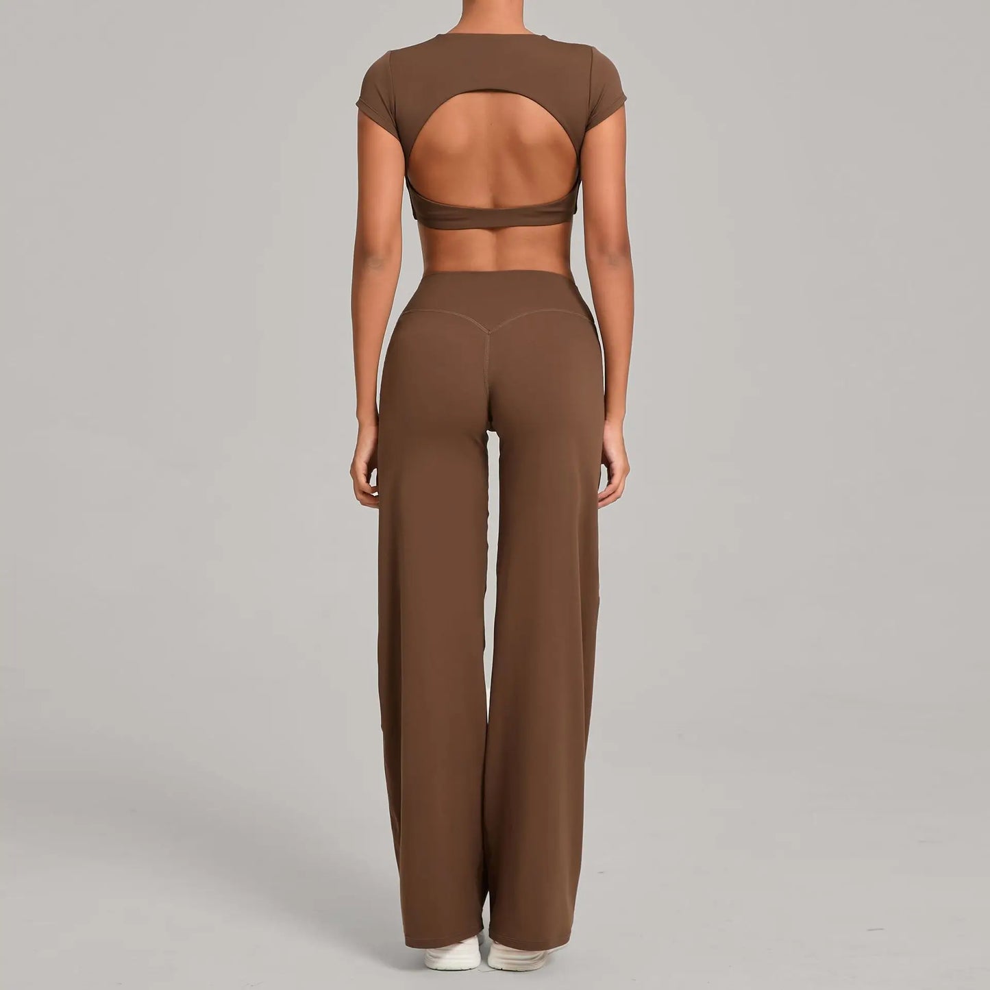A&A Flexi Open Back Crop Top & Straight Leg Bottoms Set