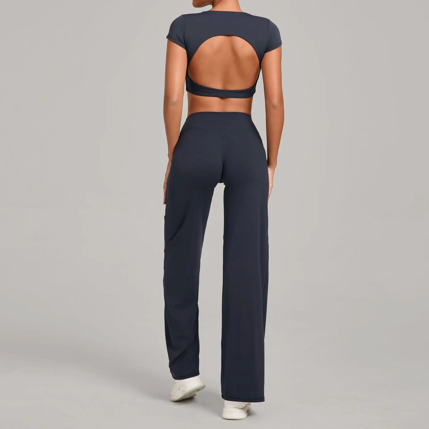 A&A Flexi Open Back Crop Top & Straight Leg Bottoms Set