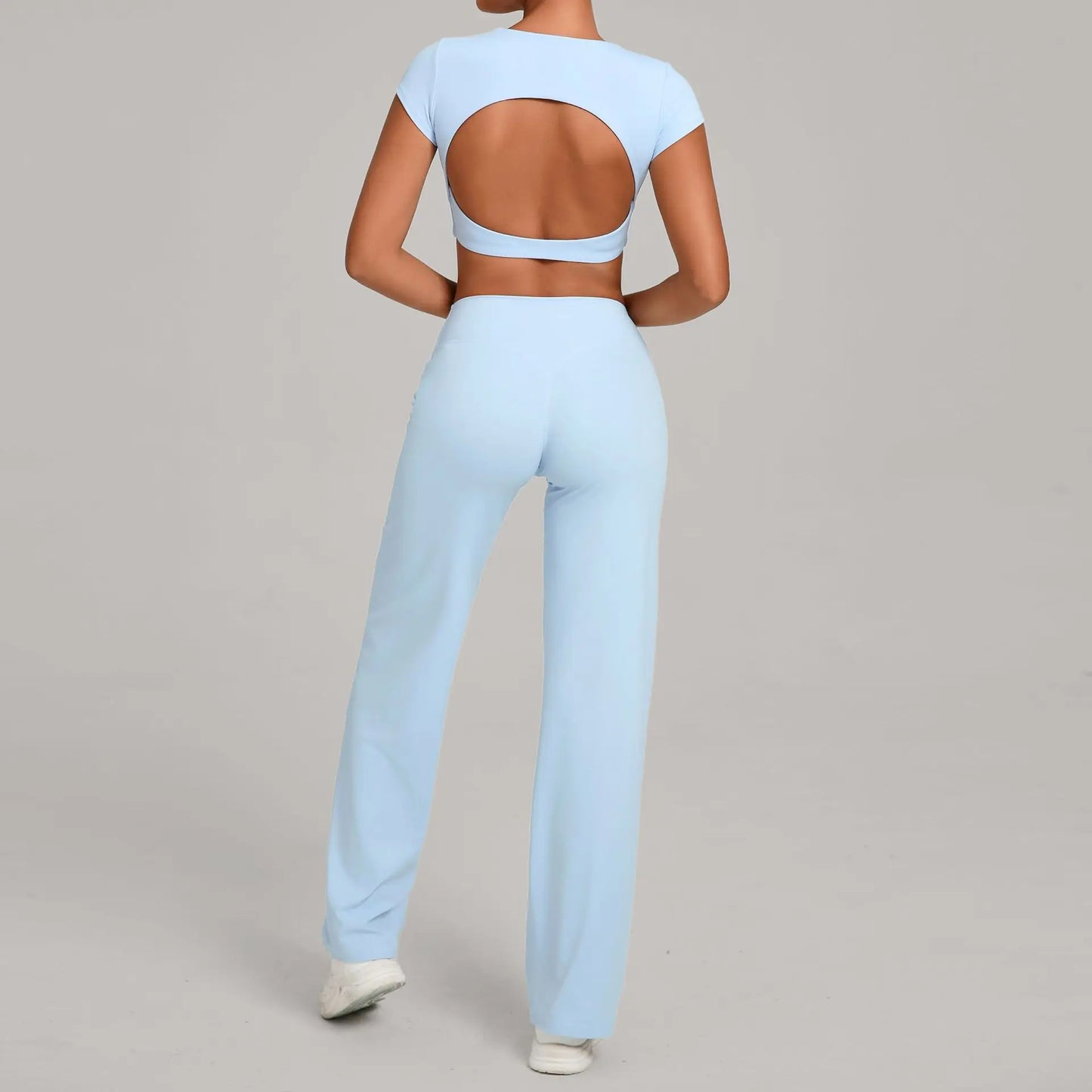 A&A Flexi Open Back Crop Top & Straight Leg Bottoms Set