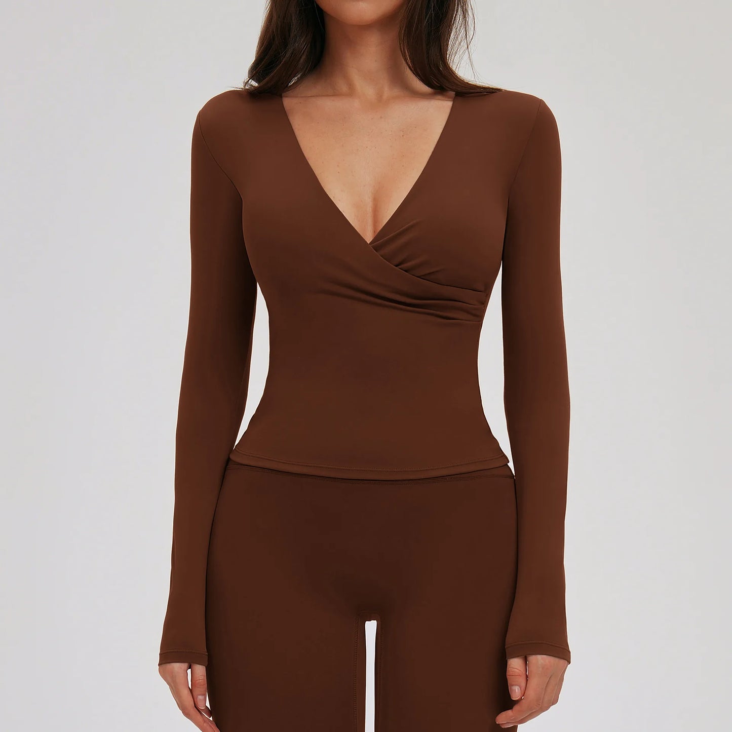 A&A Flexi Built In Bra Long Sleeve Front Twist Top