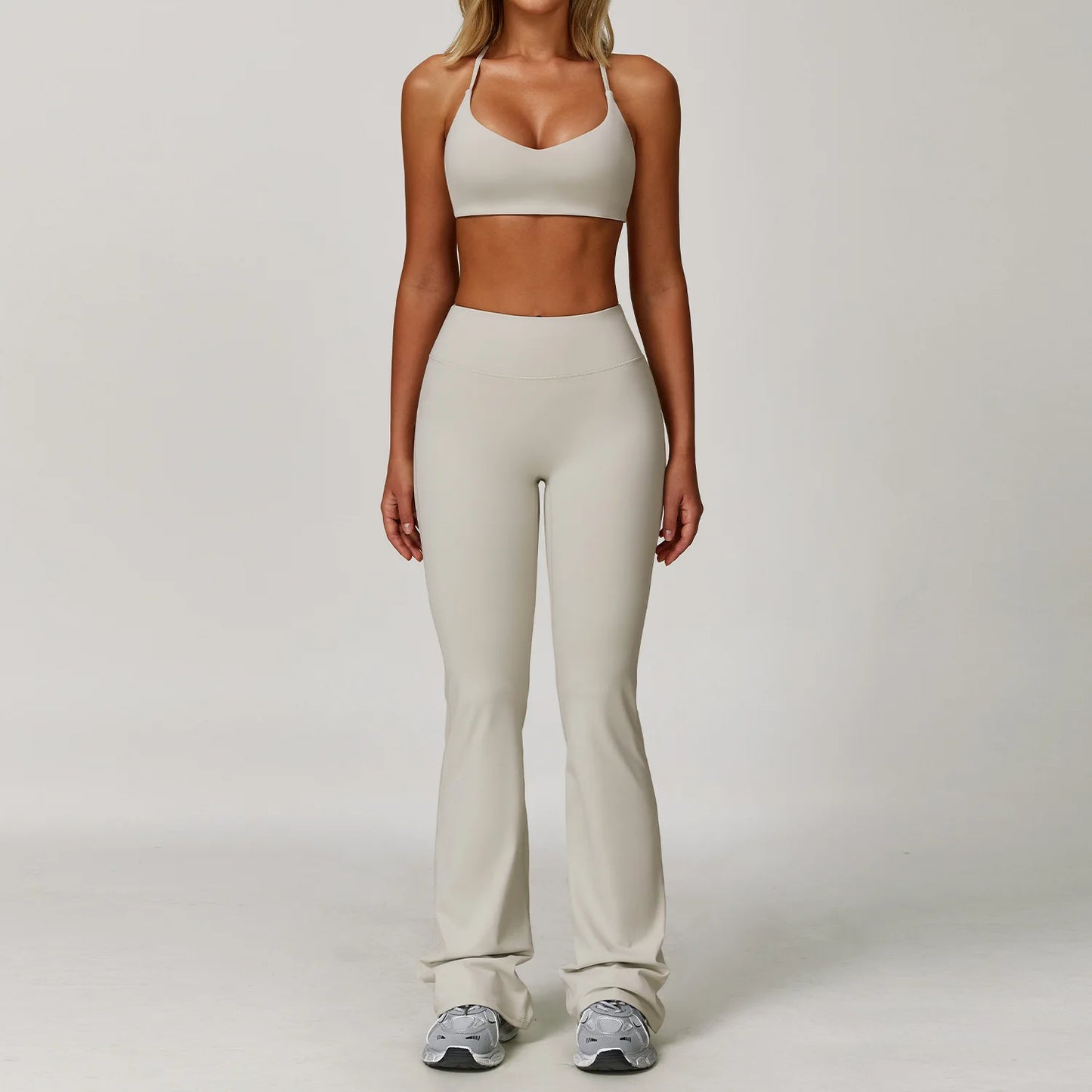 A&A Flexi Halter Padded Sports Bra & Flared Leggings Set