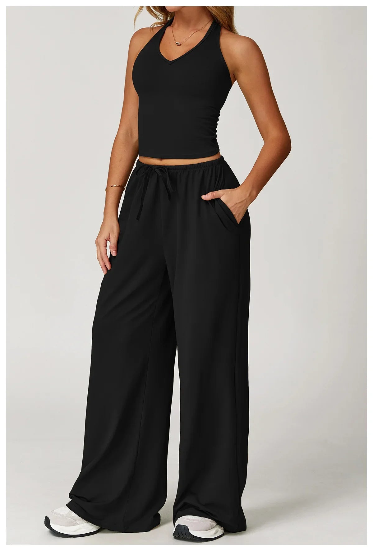 A&A Flexi Halter Top & Drawstring Trousers Set