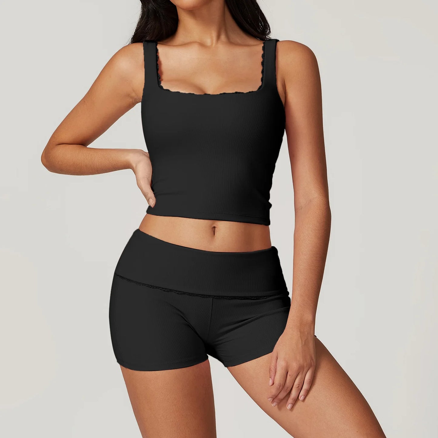 A&A ProLounge Vest Top & Fold Over Shorts Set