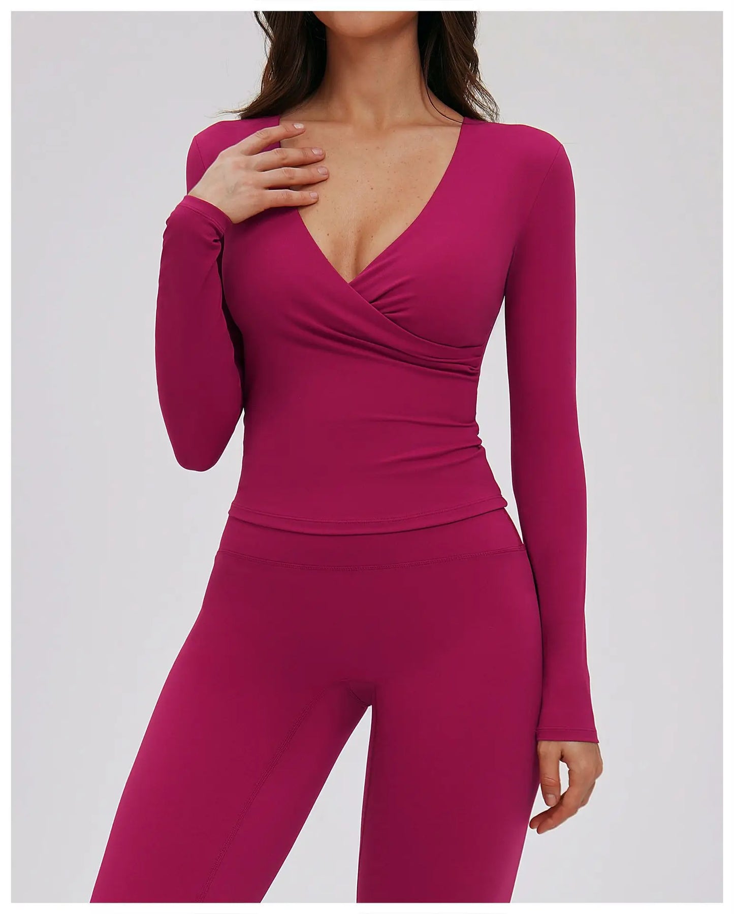A&A Flexi Built In Bra Long Sleeve Front Twist Top