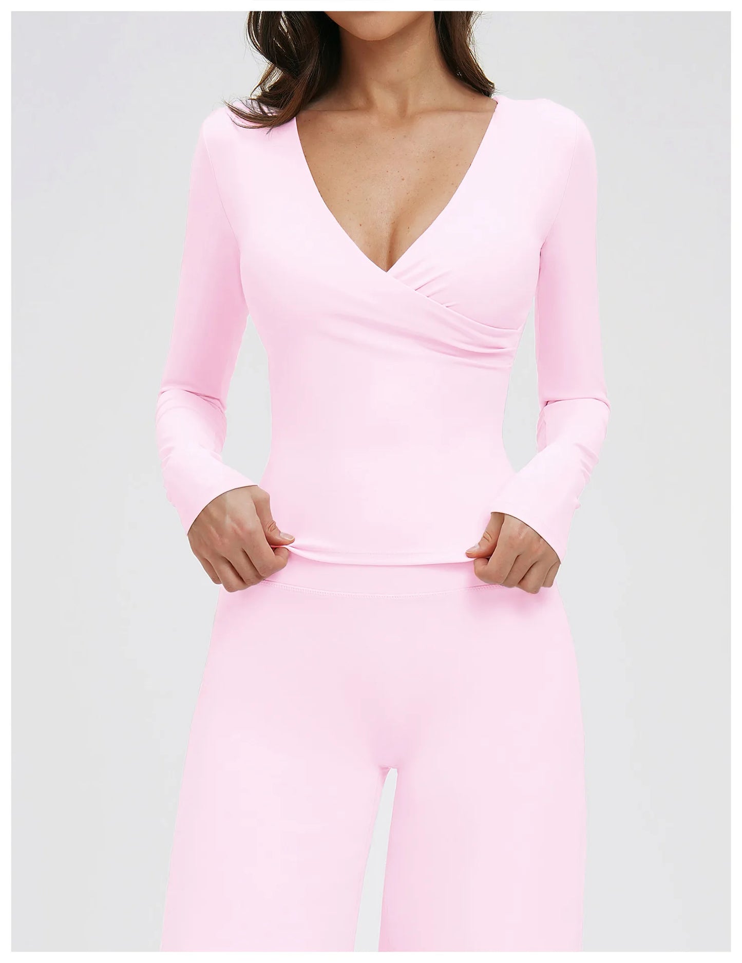 A&A Flexi Built In Bra Long Sleeve Front Twist Top