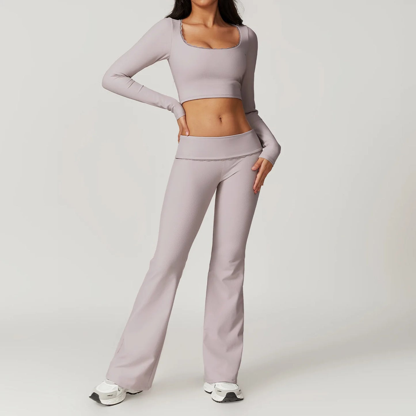 A&A ProLounge Fold Over Flare Trousers & Long Sleeve Top Set