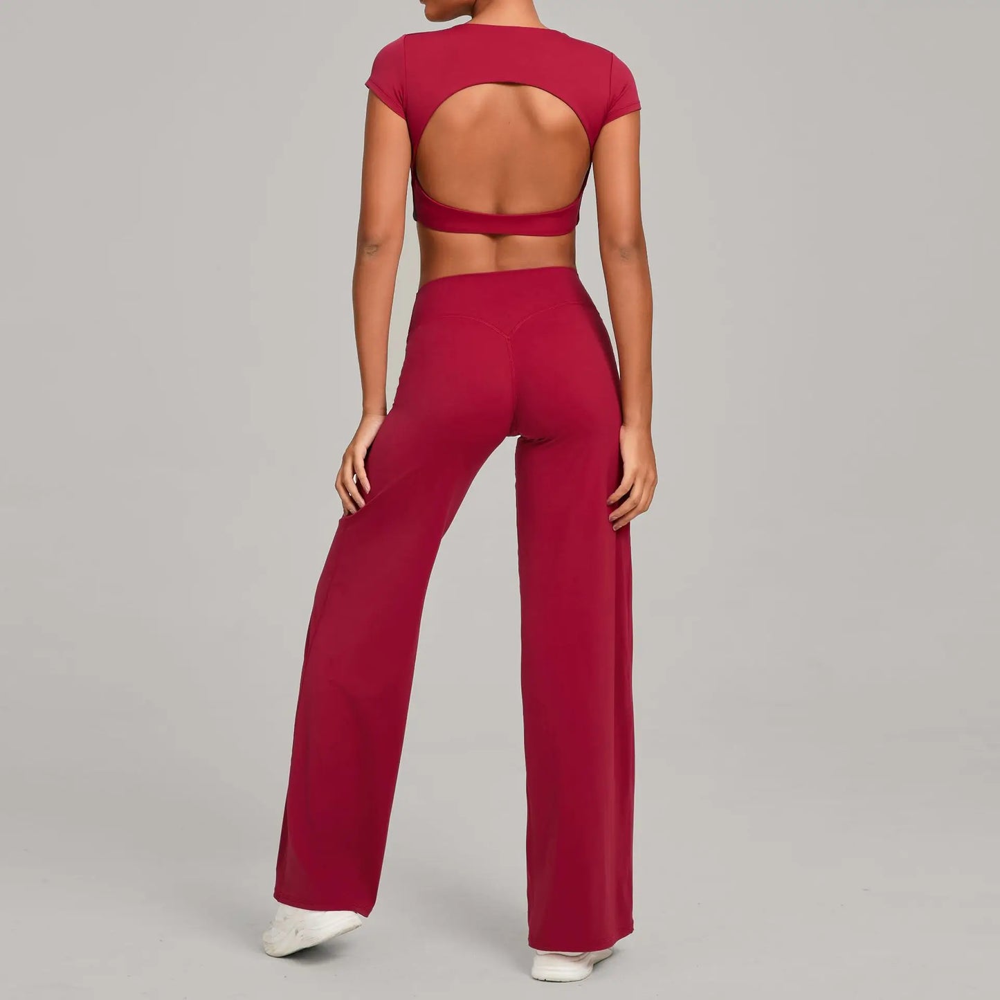 A&A Flexi Open Back Crop Top & Straight Leg Bottoms Set