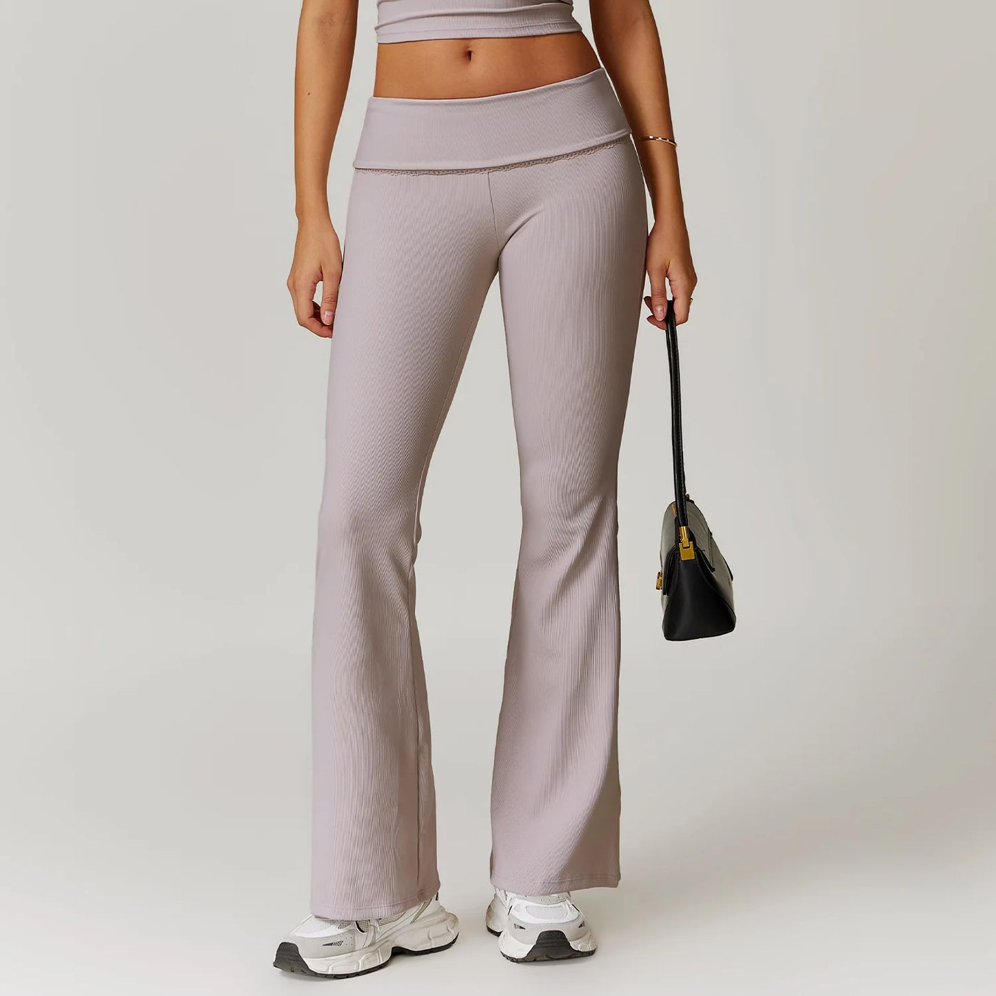 A&A ProLounge Fold Over Lace Trim Flare Trousers