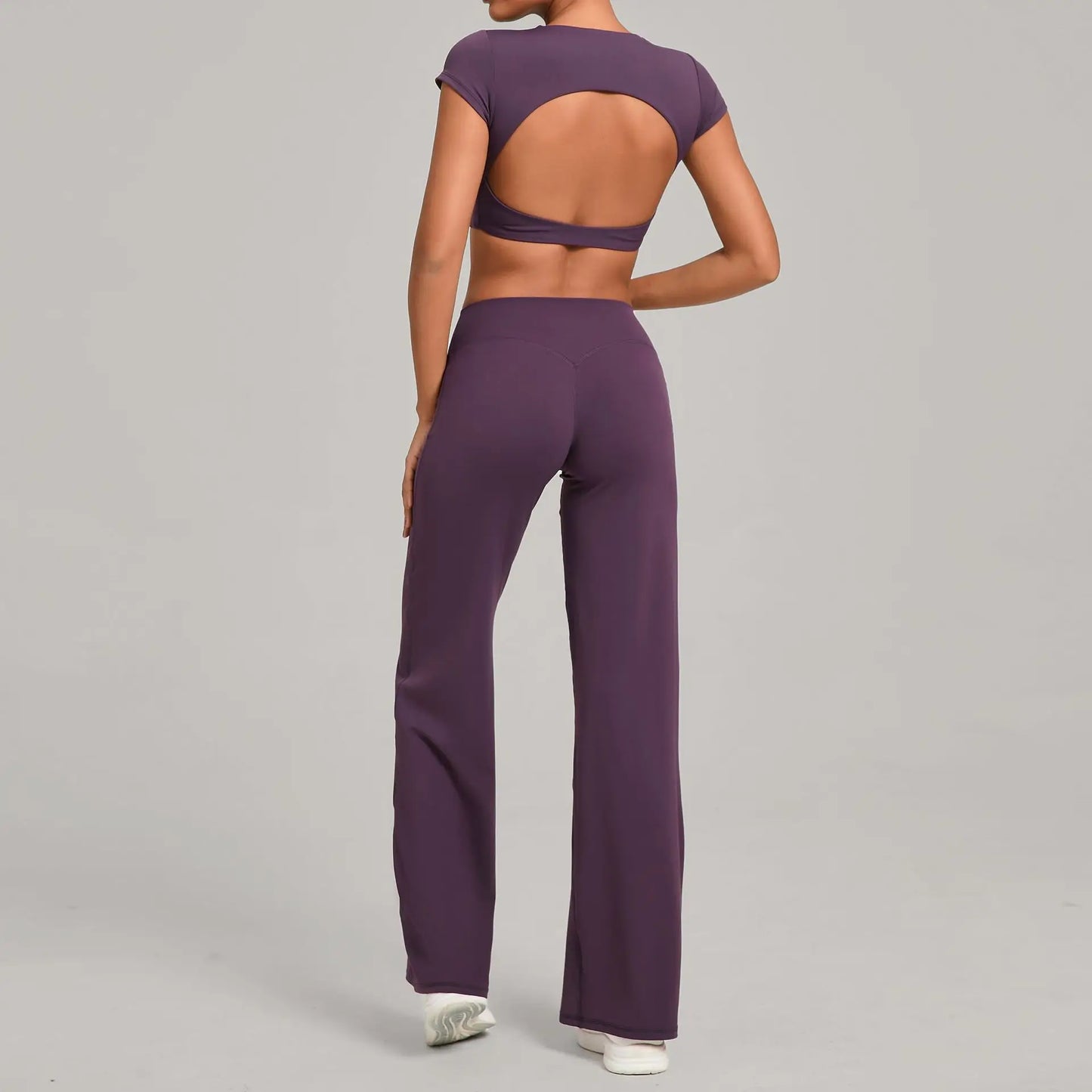 A&A Flexi Open Back Crop Top & Straight Leg Bottoms Set