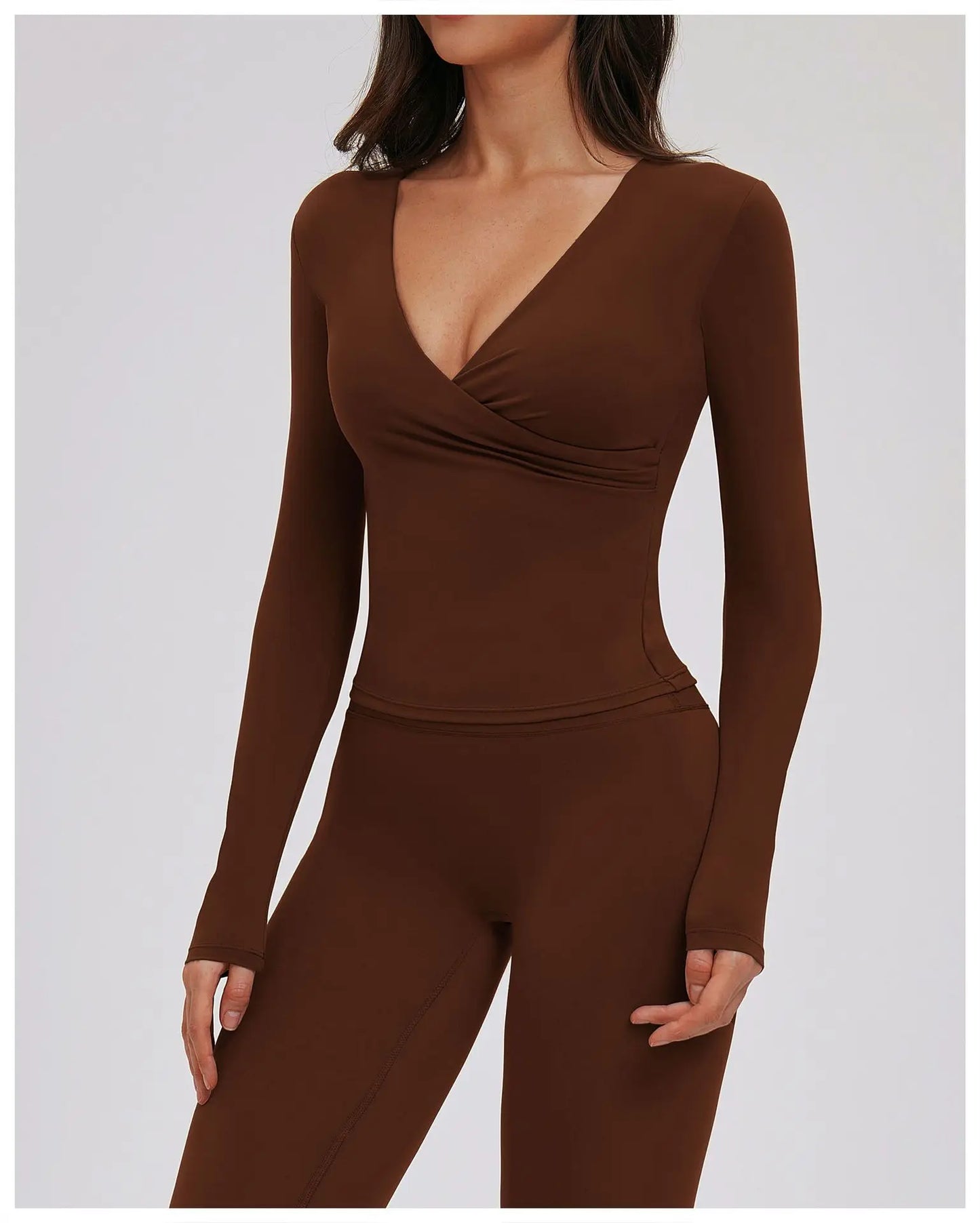 A&A Flexi Built In Bra Long Sleeve Front Twist Top