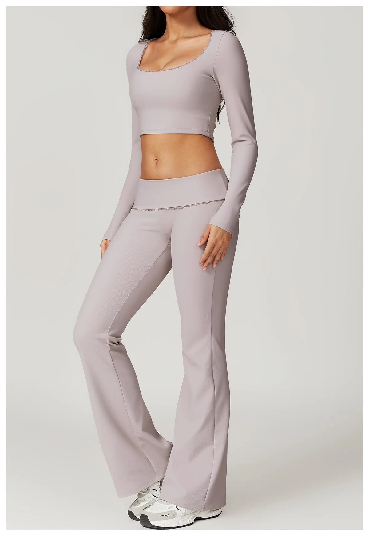 A&A ProLounge Fold Over Flare Trousers & Long Sleeve Top Set