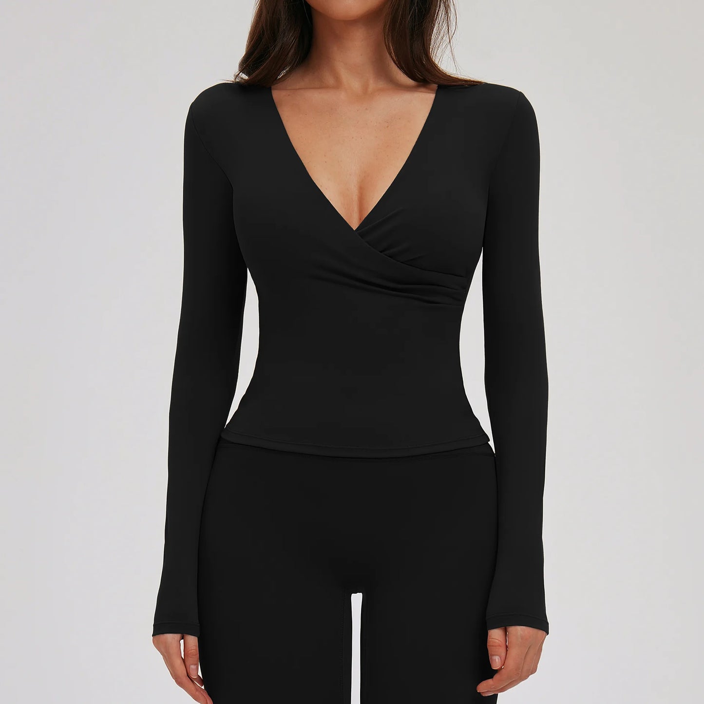 A&A Flexi Built In Bra Long Sleeve Front Twist Top