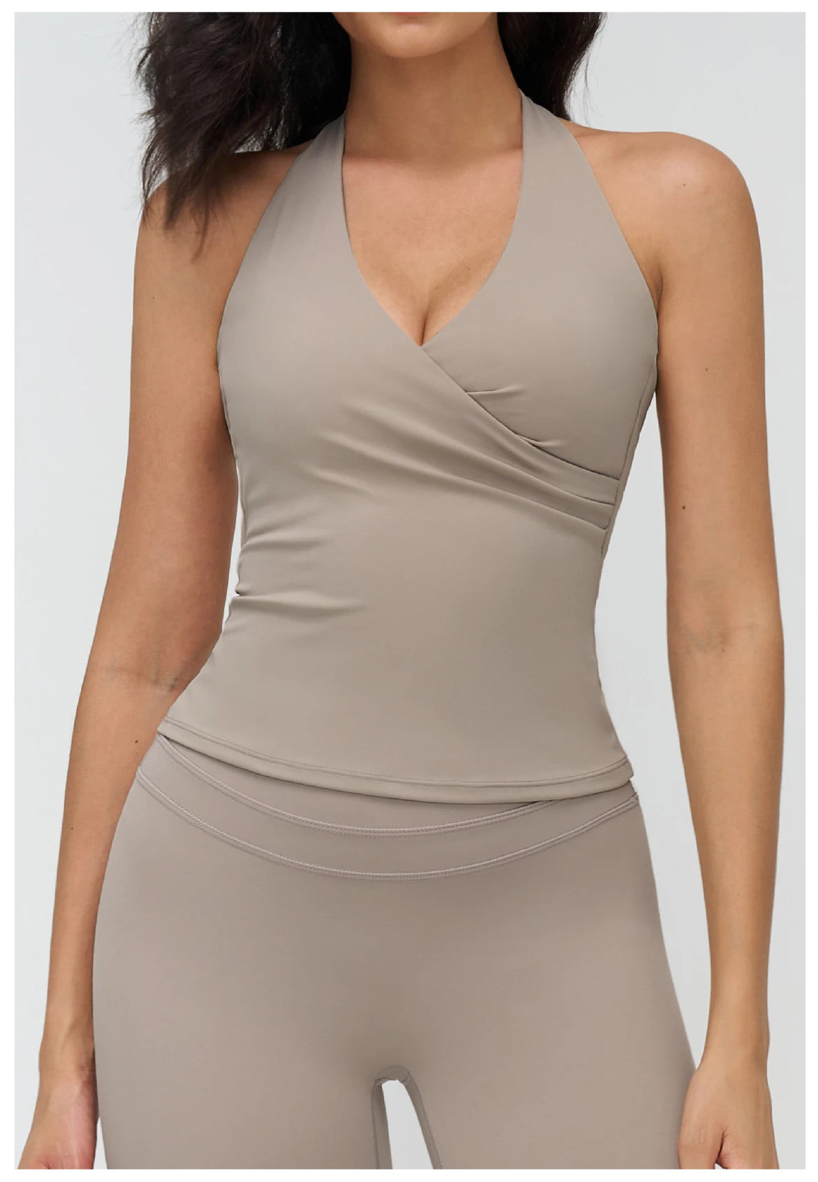 A&A Flexi Cross Over Built In Bra Halter Neck Top