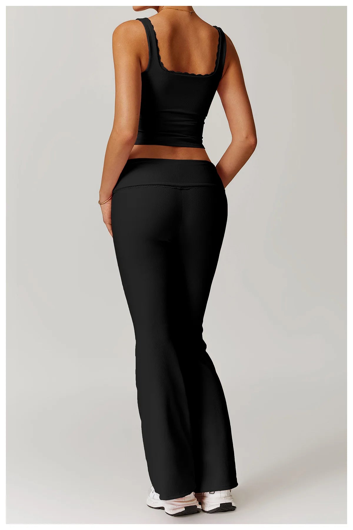 A&A ProLounge Fold Over Lace Trim Flare Trousers