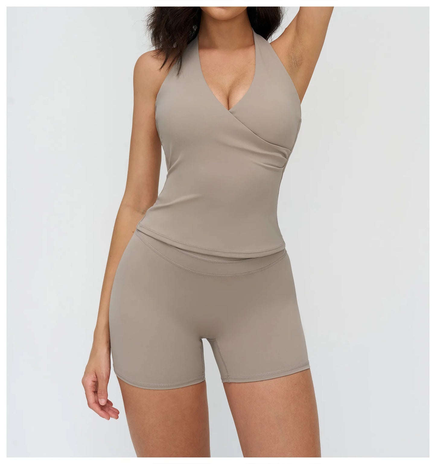 A&A Flexi Cross Over Built In Bra Halter Neck Top