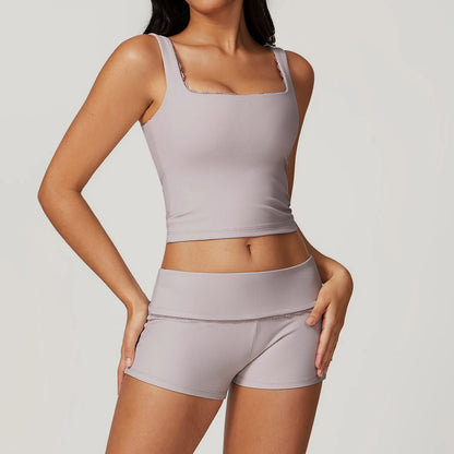 A&A ProLounge Vest Top & Fold Over Shorts Set