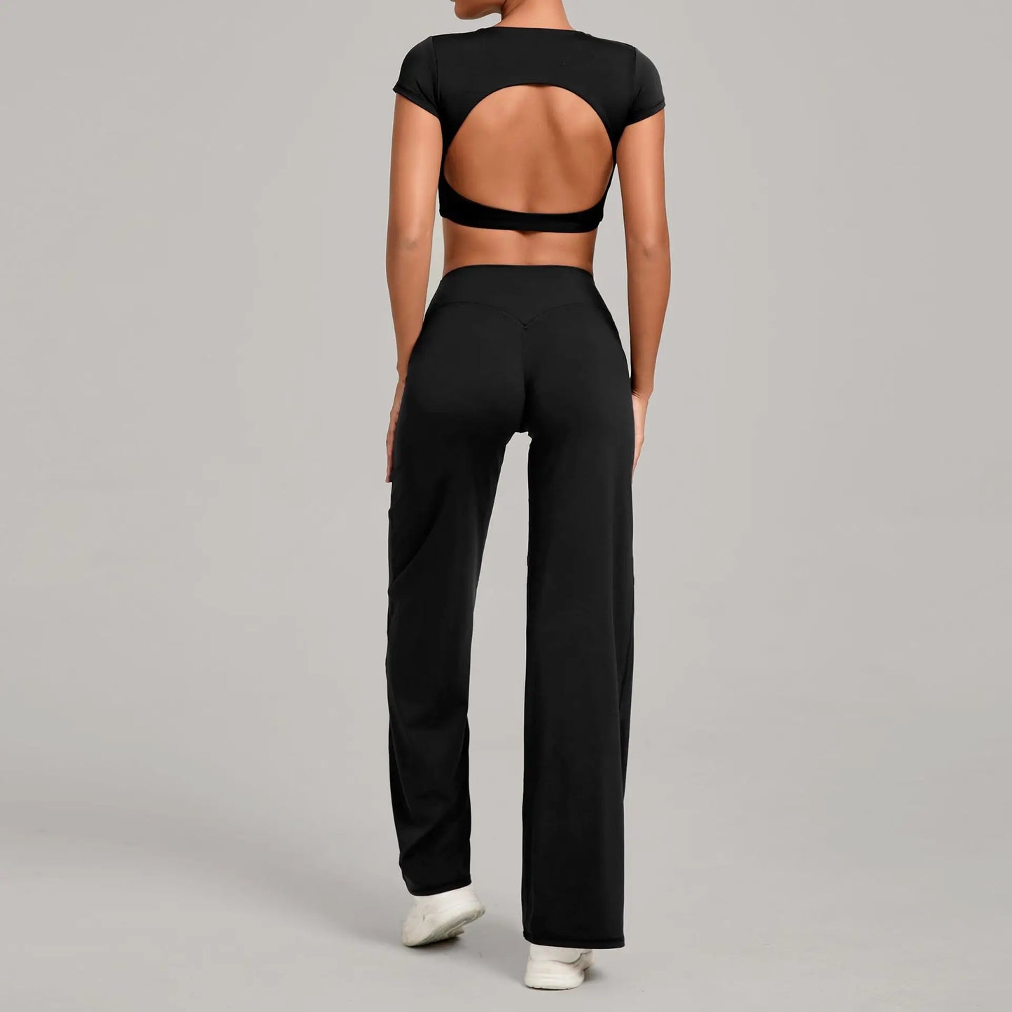A&A Flexi Open Back Crop Top & Straight Leg Bottoms Set