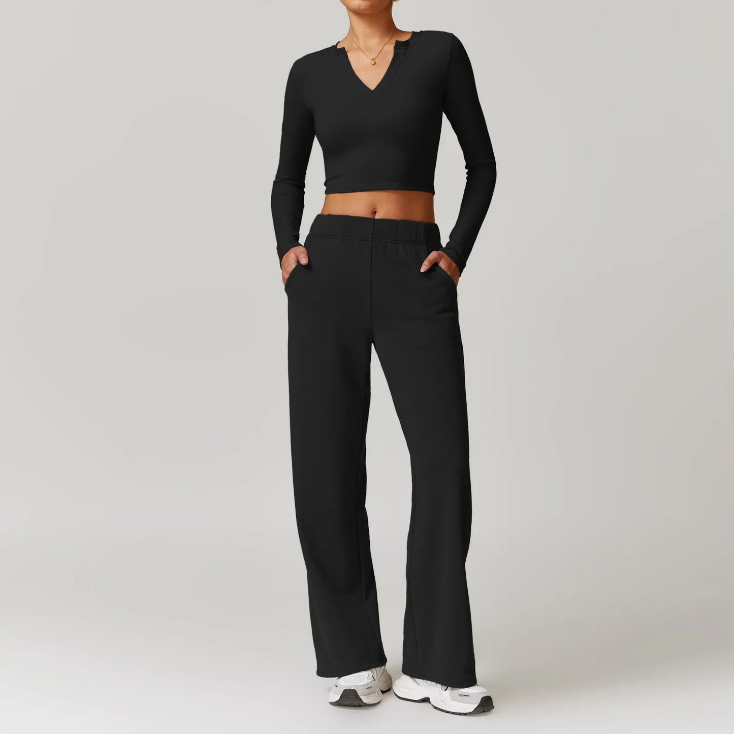 A&A ProBasics V-Neck Top & Straight Leg Joggers Set