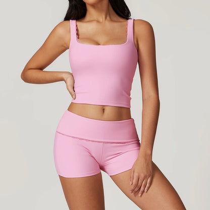 A&A ProLounge Vest Top & Fold Over Shorts Set