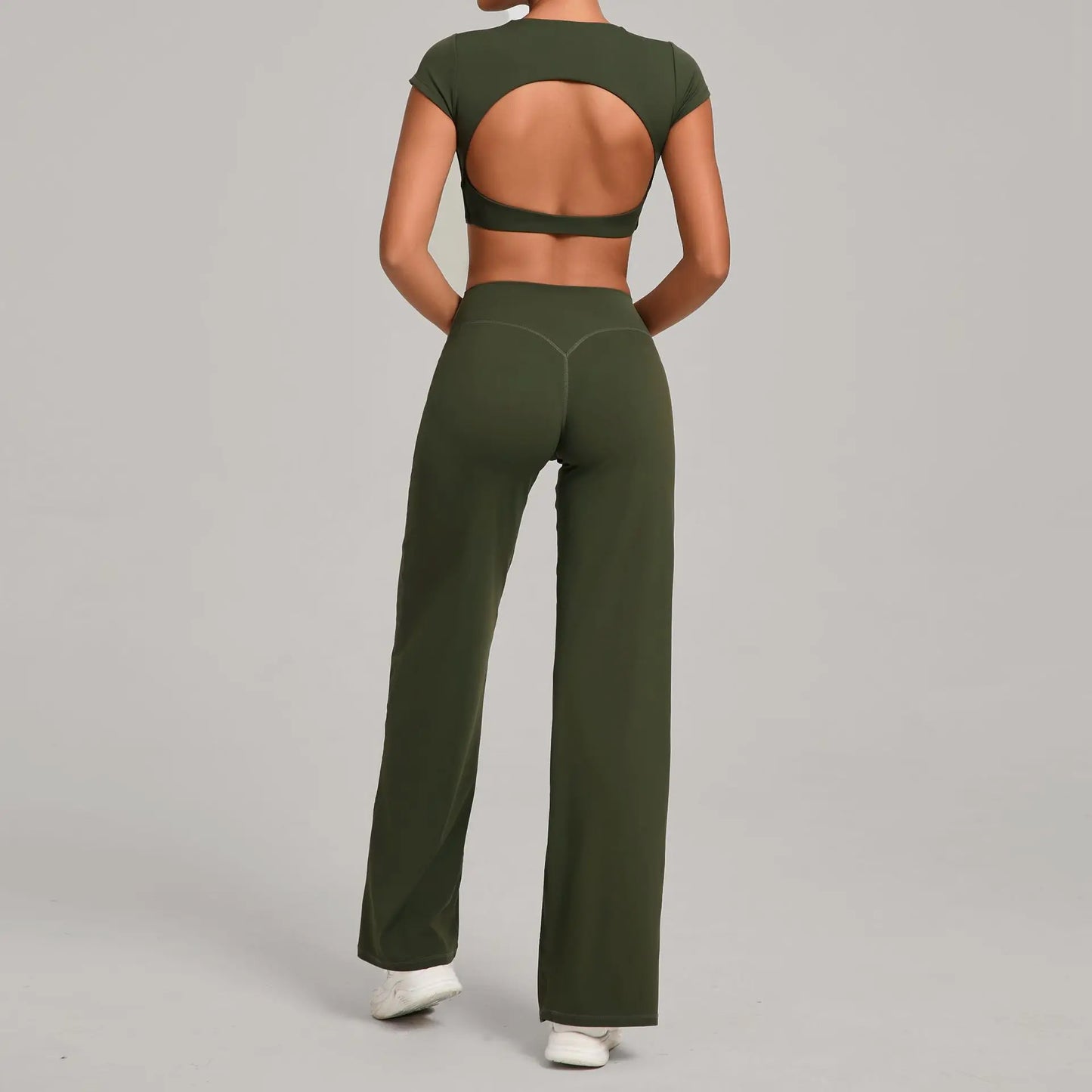 A&A Flexi Open Back Crop Top & Straight Leg Bottoms Set