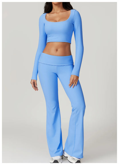 A&A ProLounge Fold Over Flare Trousers & Long Sleeve Top Set