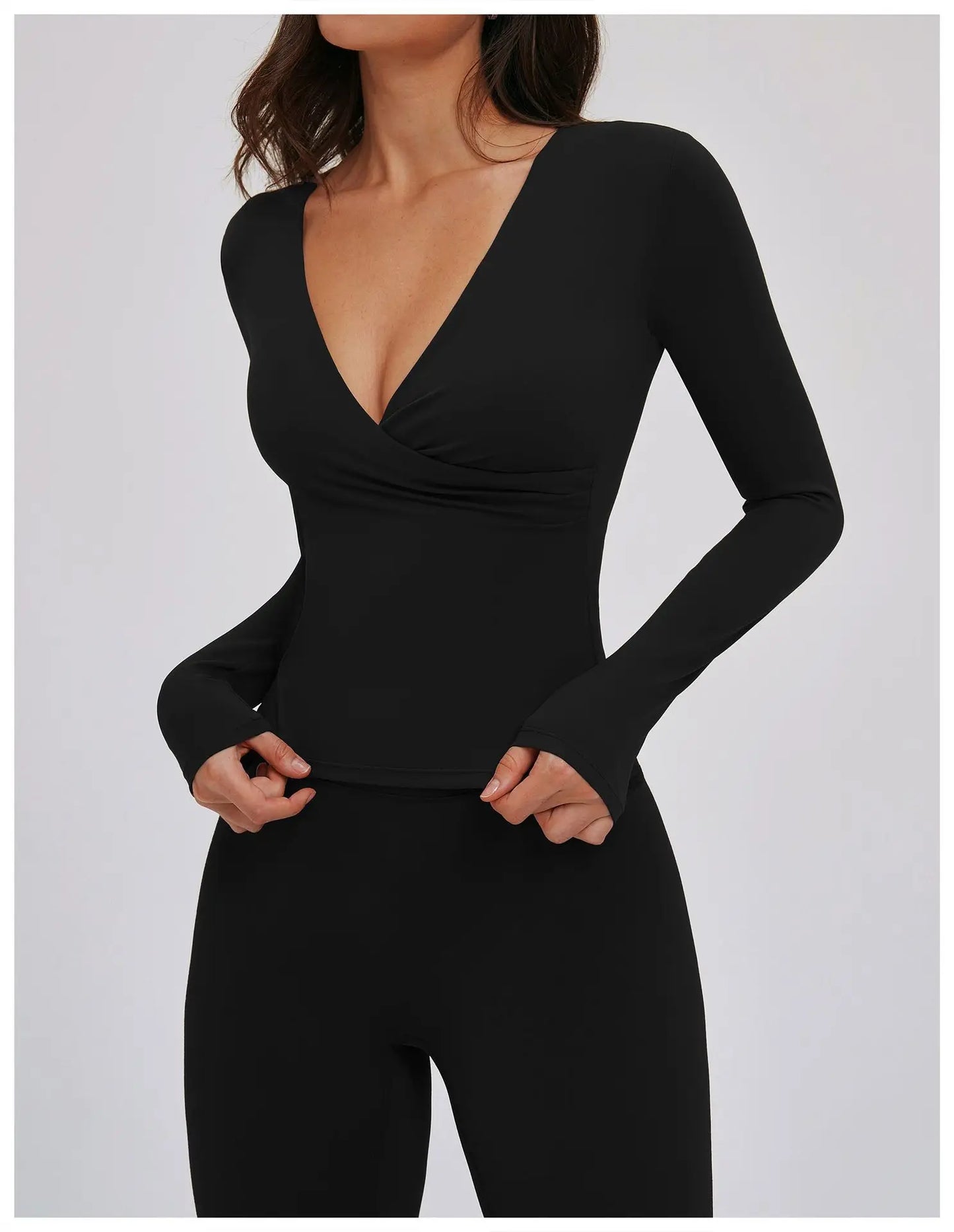A&A Flexi Built In Bra Long Sleeve Front Twist Top